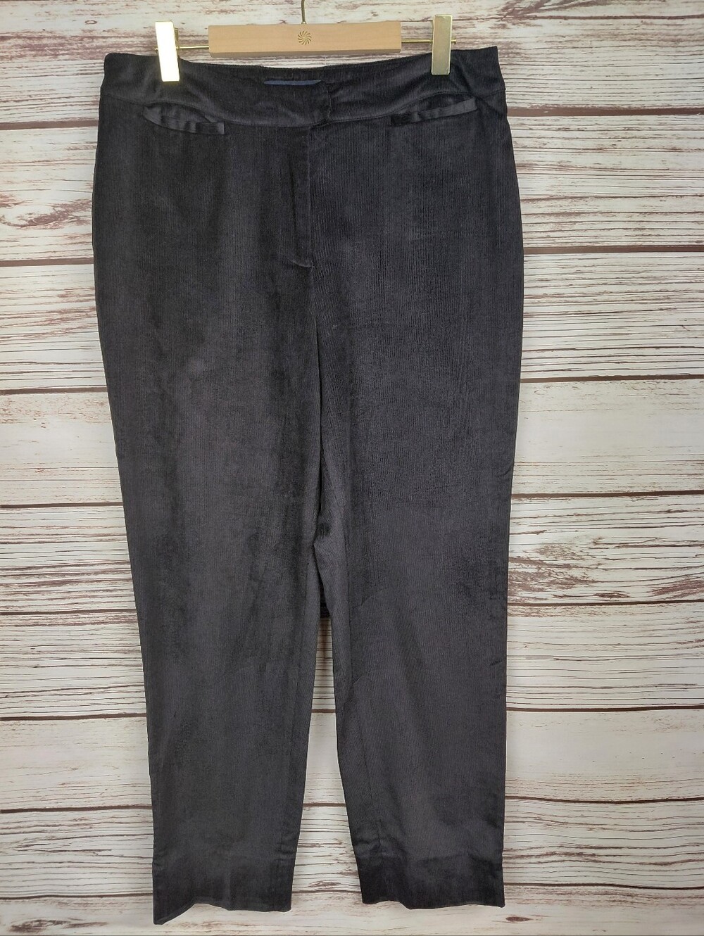 Piazza Sempione Womens IT 44 US 8 Black P115 Tapered Leg Corduroy Pants